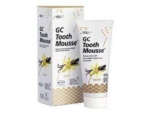 GC Tooth Mousse Recaldent vanilės skonio dantų kremas be fluoro 40 g (35 ml)