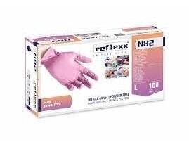 REFLEXX N82 Nitrilinės pirštinės M dydis 100 vnt, šviesiai rožinės spalvos, be pudros, vienkartinės
