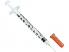 Švirkštas insulino, insulininis 1 ml sterilus su integruota 29G x 12,7 mm adata